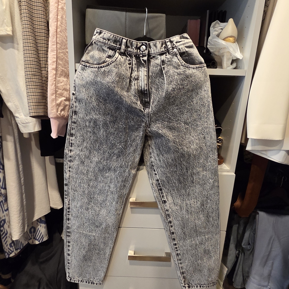 IRO Gray Acid Wash Straight Leg Jeans